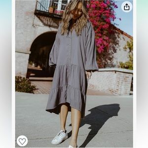 BRAND NEW The Drop Women's Charcoal Drop Shoulder Loose-Fit Dress l Large